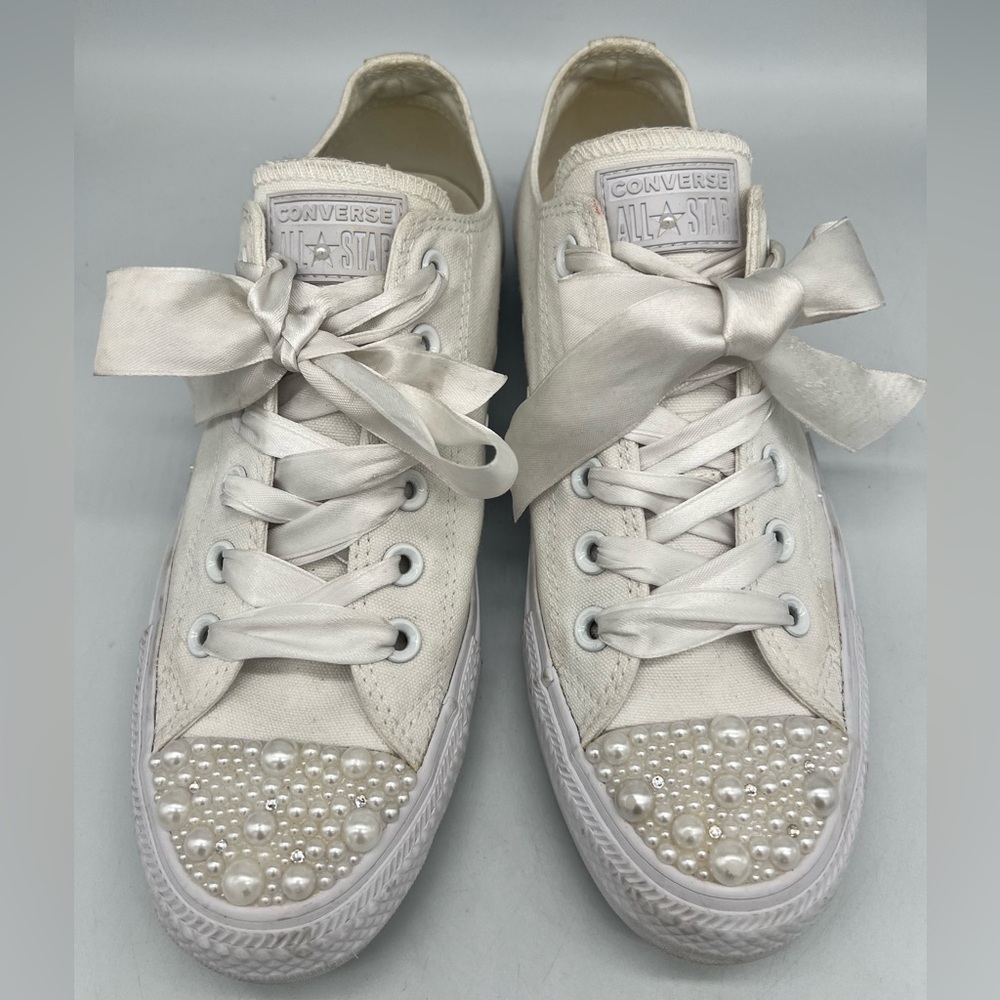 Converse Pearl & Crystal Custom wedding bridal shoes